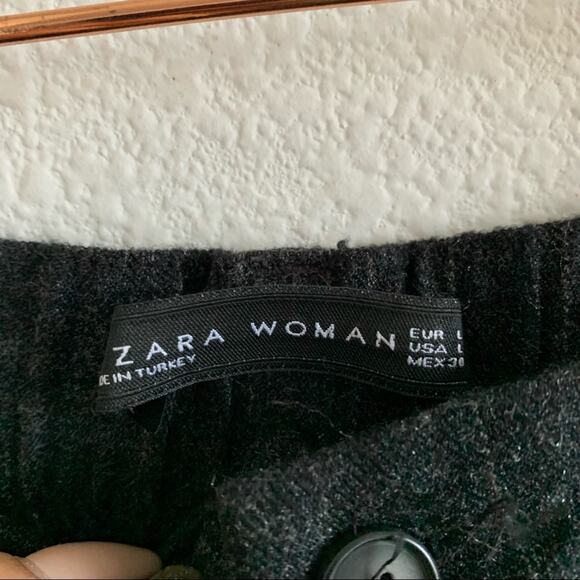 Zara Woman Pin Striped Cuffed Leg Textured Pants Career Work Trouser Large - Picture 6 of 10